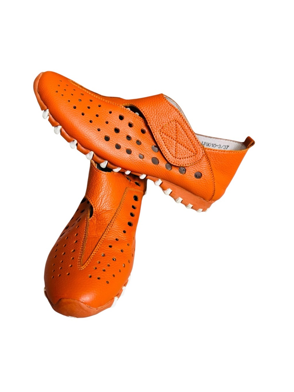 Women's Orange Perforated Slip-On Loafers
